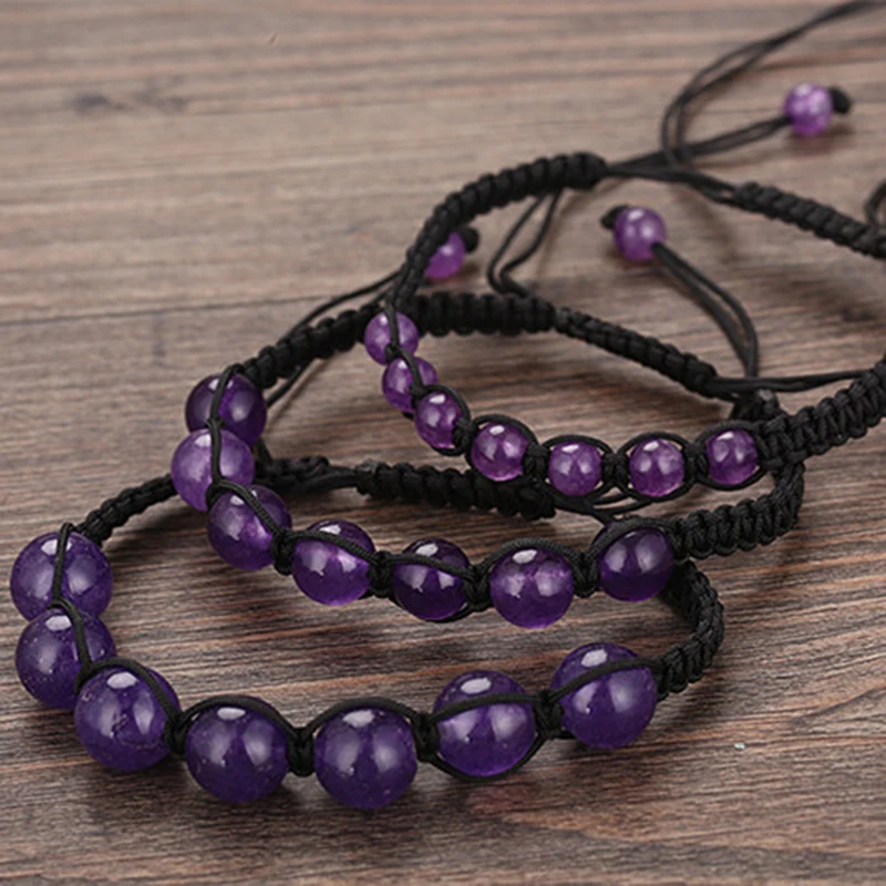 Женский и мужской браслет Noter Weave Thread из натурального фиолетового бисера Chakra Braslet