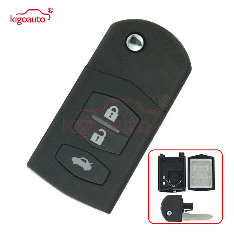 

kigoauto 5pcs for Mazda 2 3 5 6 MX5 CX-7 Flip Folding Remote Key Fob Shell Case Replacement 3 button