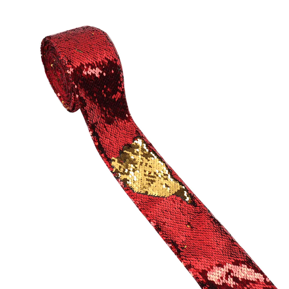 red x gold Xugar 3 ''75 мм 2y Двусторонняя лента с блестками для рукоделия, самодельные банты для волос, домашний текстиль, одежда для шитья, материалы для рукоделия, товары для рукоделия - Цвет: red x gold