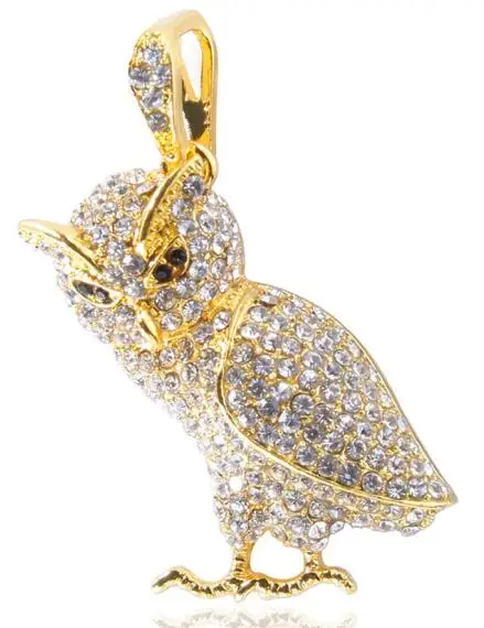 gold Блинг KING/Новинка; классические совы кулон Цепочки и ожерелья Micro Полный Медный сплав ювелирные изделия мужские украшения HipHop для подарка - Окраска металла: gold