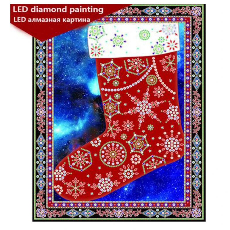Светодиодный круглый светильник полная выкладка 5D DIY алмазная живопись 30x40 см