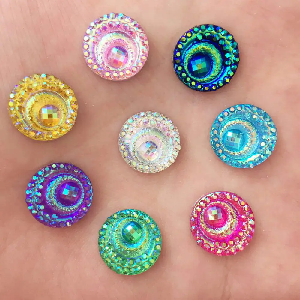 

Hot Diy 120pcs 12mm AB Resin Round Shiny Rhinestone Eye Flatback Wedding Ornament K30*3