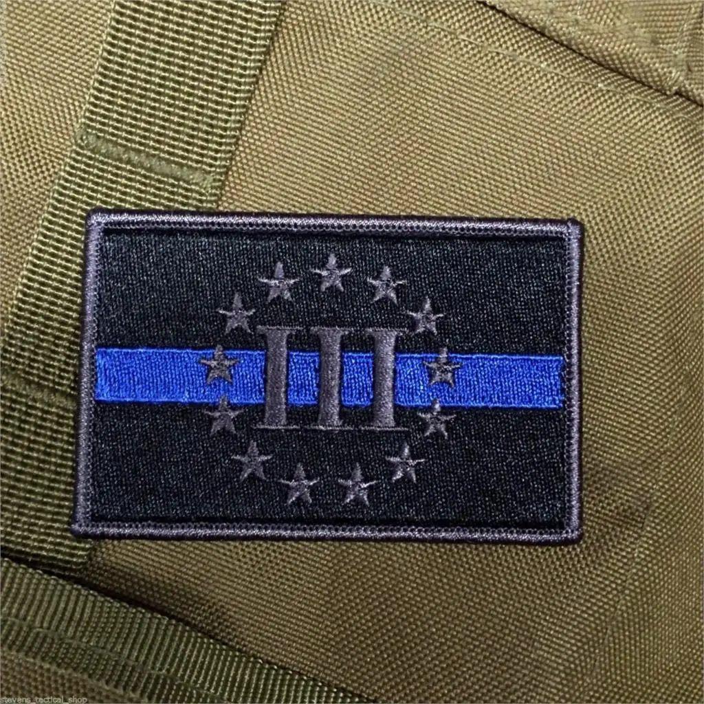 Нашивки с вышивкой Blue line three thin percenter военная армейская тактическая нашивка для