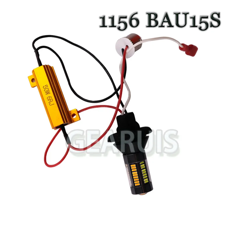 2 шт. Двухцветные светодиодные лампы BAU15S 4014 66 SMD PY21W 7507 T20 7440 50 Вт|Сигнальная лампа| |