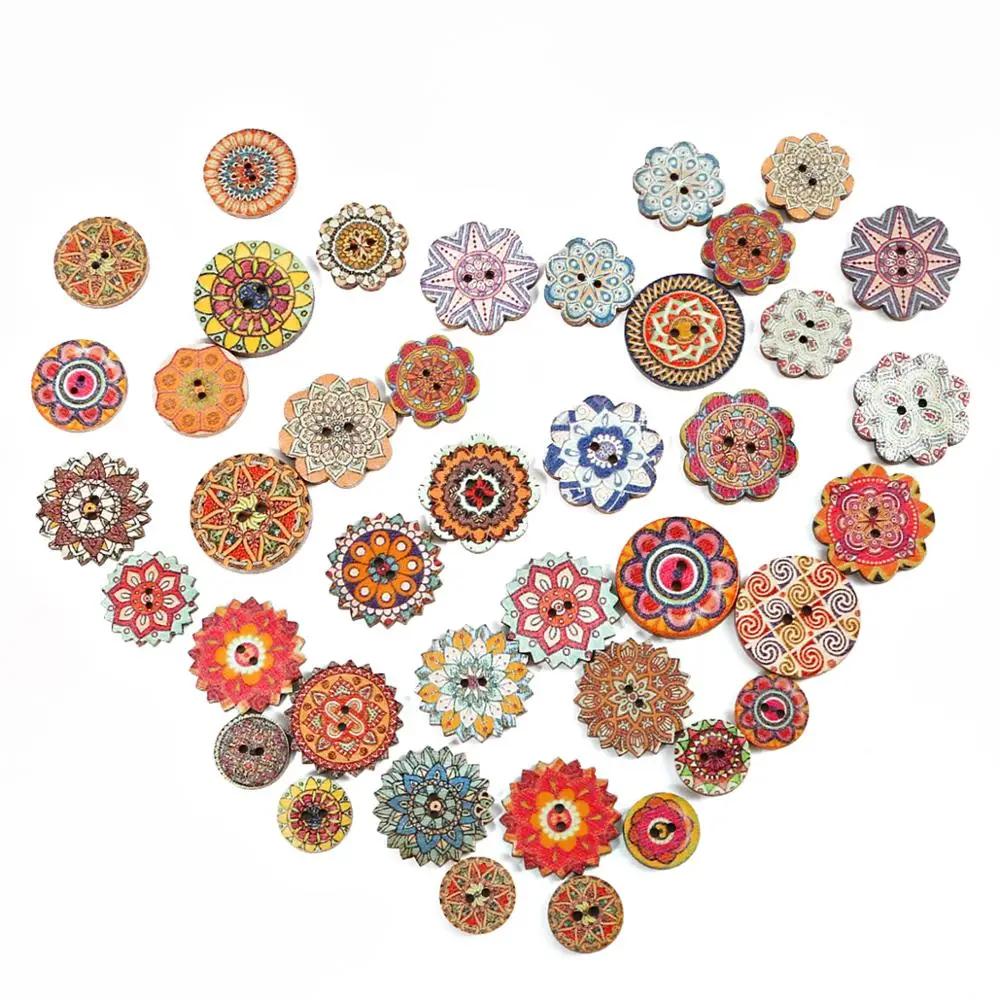 50pcs 15/20/25mm Natural Wooden Buttons Round Gear Spiral Sewing Button Scrapbooking 2 Holes Accessories For DIY Baby Pacifier