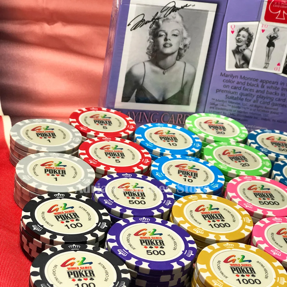 100 шт. фишки для игры в покер с коробкой набор чипов короной Техасский Холдем