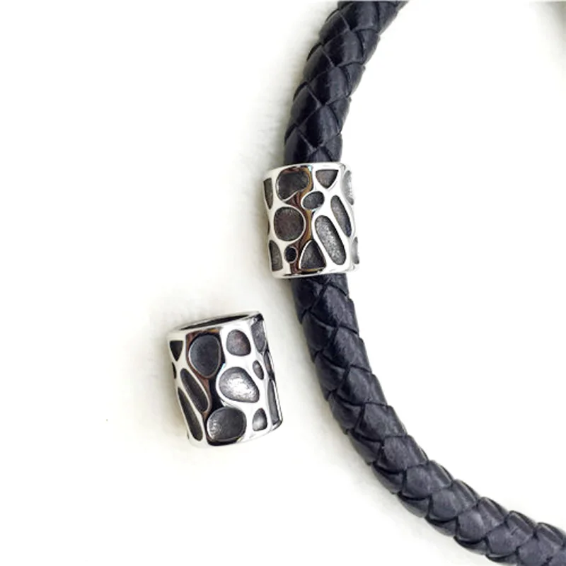 

316l Stainless Steel Bead 8mm Large Hole Cylinder European Charms Spacer Beads For Jewelry Making Men Leather Bracelet DIY