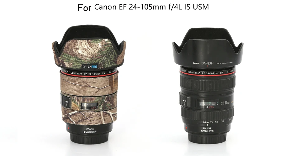 Линзы rolanpro камуфляжное пальто дождевик для Canon EF 24 105 мм f4L IS USM защитный рукав