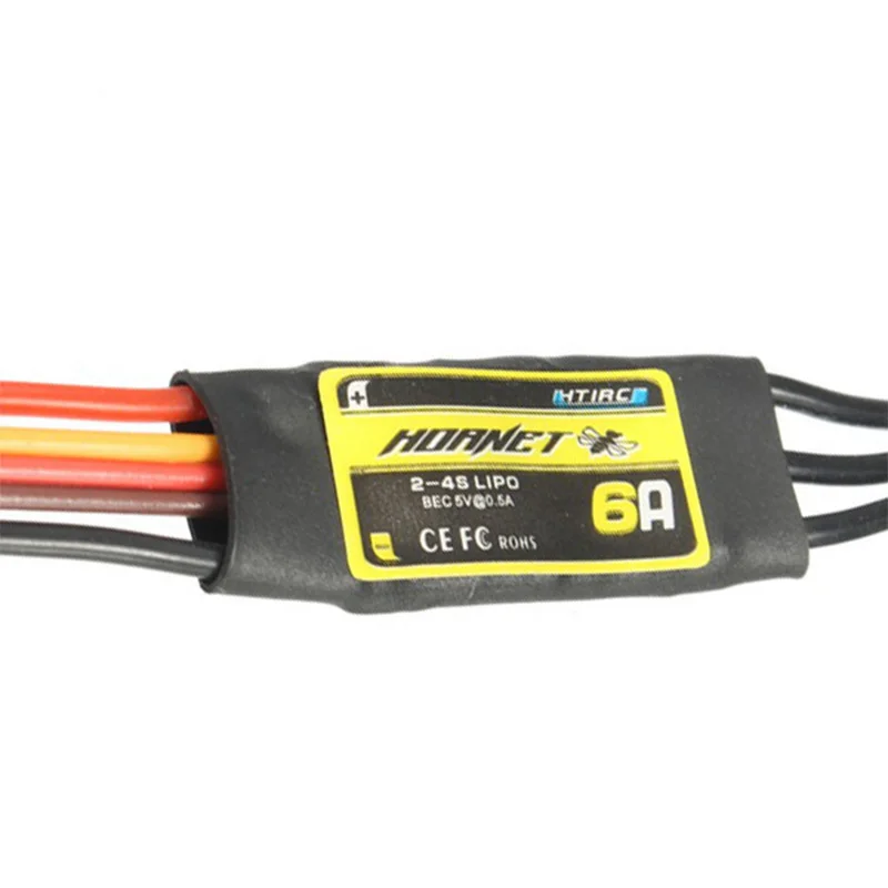 HTIRC Hornet 6A Fix-wing ESC бесщеточный ESC 2-4S LiPo 5V BEC 0.5A электронный регулятор скорости для самолетов с фиксированным крылом RC дронов
