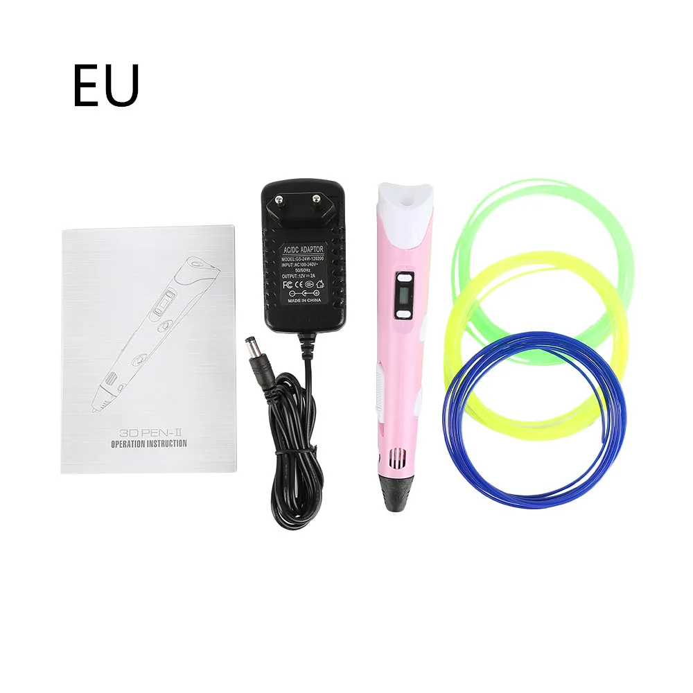 Pink EU 2-я 3D Ручка DIY 3d принтер ручка для рисования 3d печать лучший для детей с ABS нитью 1,75 мм подарок на Рождество и день рождения - Цвет: Pink EU