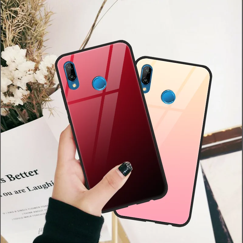 Градиентный телефонный чехол для huawei Y5 Y9 Y6 Y7 рro рrime P30 P20 Pro Lite красочные Стекло крышка чехол для Honor 8S 8A 8X 10i 20i