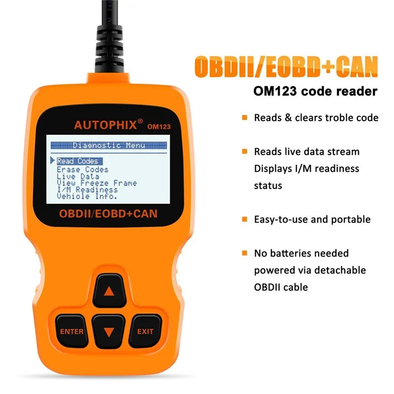 Автомобильный сканер Autophix OM123 OBD2 диагностический инструмент для проверки