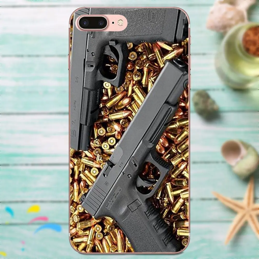 Для Xiaomi Redmi Mi Note 7 8 9 SE Pro Lite Go Play мягкий с рисунком из ТПУ пистолеты Glock | Мобильные