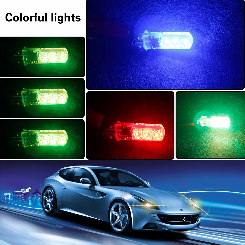 

GEETANS 4PCS T10 W5W LED Car Light 5050 SMD 12V RGB Interior Lights Turn Signal Lamps RGB Remote Control Lamp Car-Styling CF
