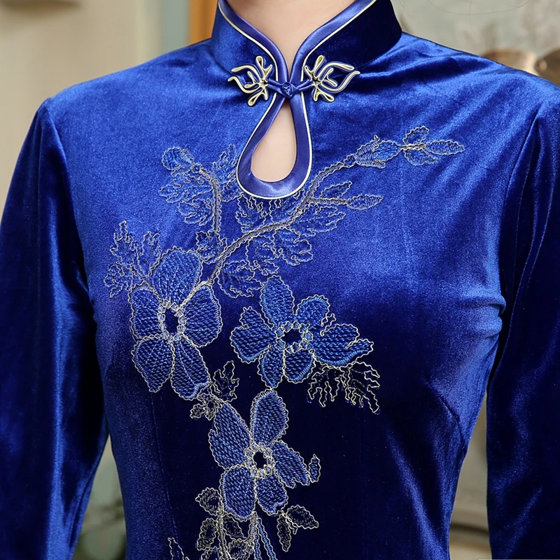 Благородное китайское традиционное женское платье ручной работы с пуговицами и