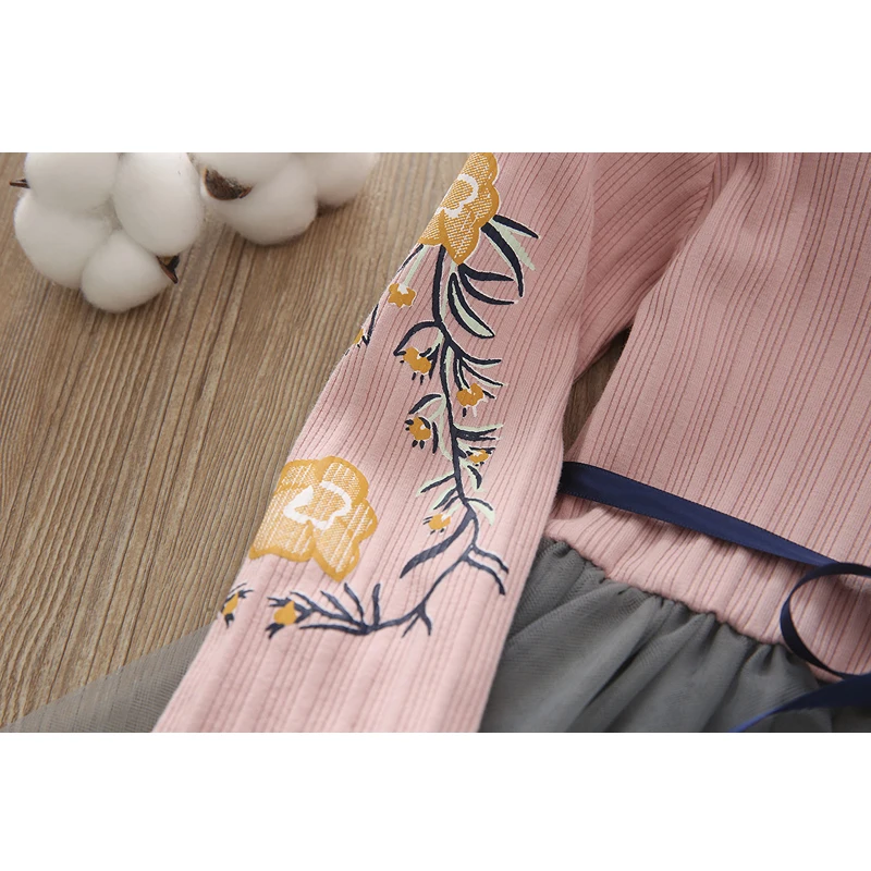 LOVE DD& MM/платья для девочек г. Новая весенняя детская одежда милое модное трикотажное Пышное Платье с принтом для девочек