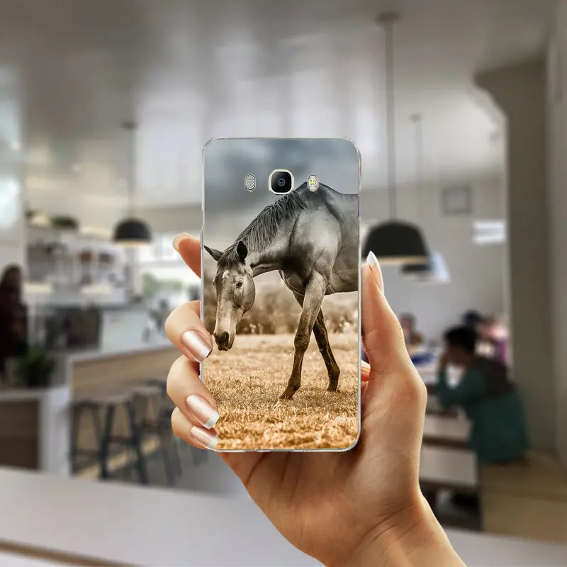 Силуэт лошади на горном мягкие ТПУ чехлы накладки для samsung Galaxy Note 2 3 4 5 8 S2 S3 S4 S5 мини