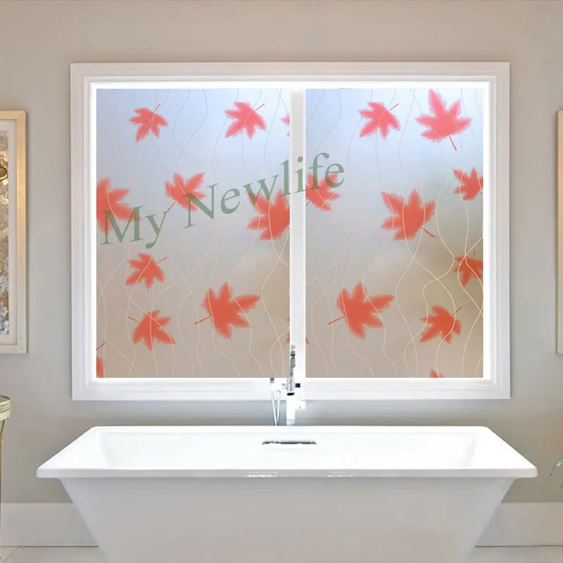

60*200cm Red Leaves Self-adhesive Window Film Glass Sticker Opaque Privacy Film bathroom sliding door Decal Home Decorative Film