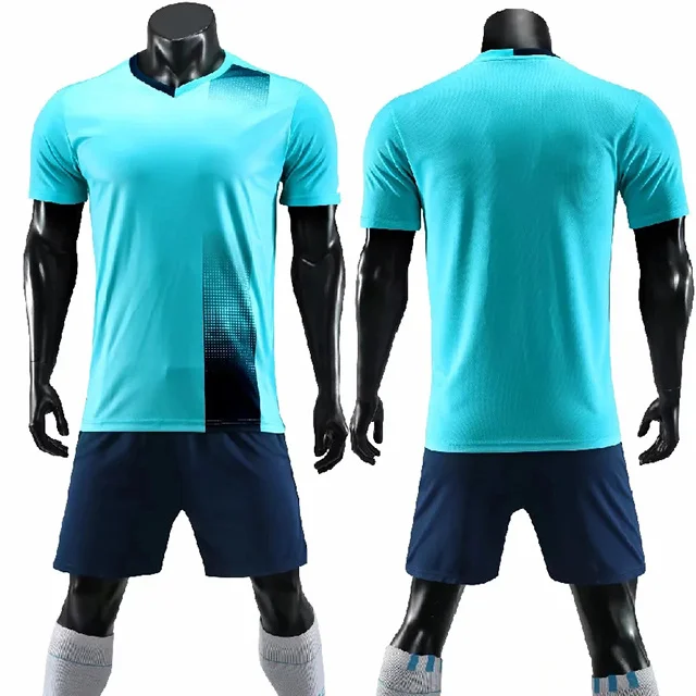 light blue Футбольные майки мужские футбольные футболки на заказ, шорты, комплекты униформы, футбольные майки для взрослых колледжа - Цвет: light blue
