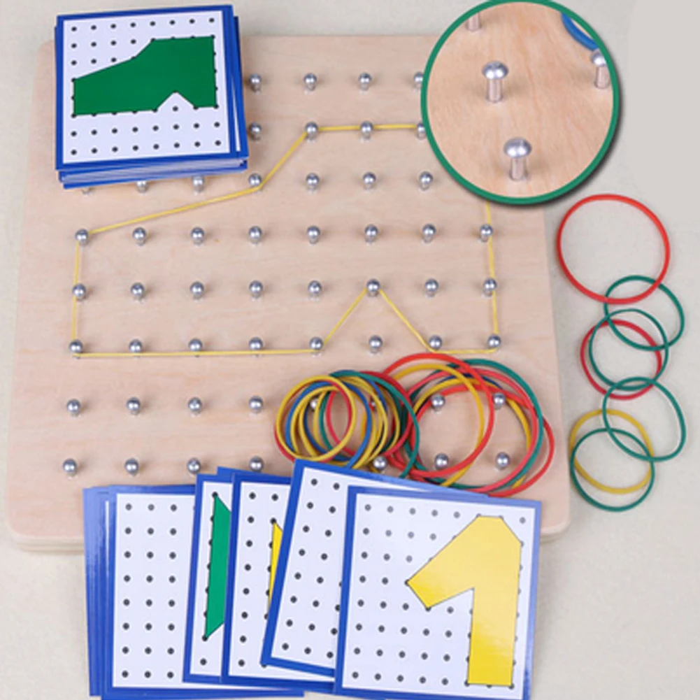 Деревянные Peg Geoboard резиновые галстуки видеокарты Дошкольные Детские развивающие игрушки