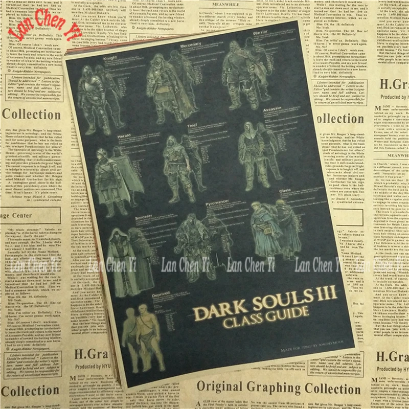 Фиолетовый Dark Souls Классическая игра крафт-бумага Плакат Бар Кафе гостиная столовая настенные декоративные картины - Цвет: Фиолетовый