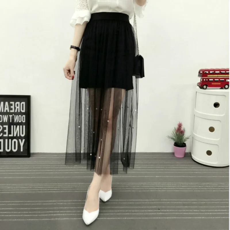 Женская юбка 2019 весна лето Модная однотонная элегантная длинная Плиссированная