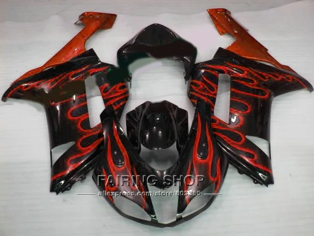 Обтекатели для кузова с красным пламенем KAWASAKI NINJA ZX6R 2008 08 07 2007 литья под давлением