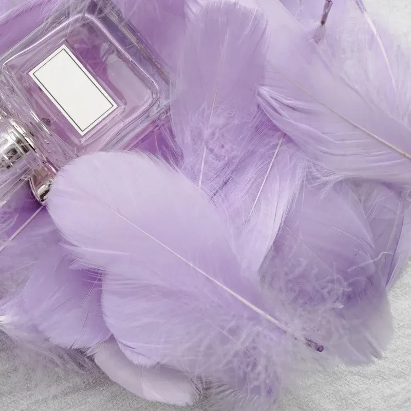 L-purple 100 шт, натуральные гусиные перья 8-12 см, цветные перья лебедя, шлейф для домашнего украшения, рукоделие, украшение для ювелирных изделий - Цвет: L-purple