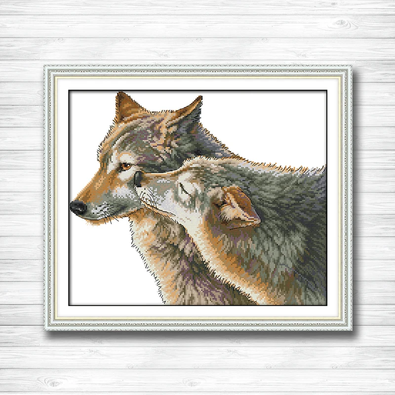 Картина Поцелуй волка домашний декор Счетный принт на холсте DMC 14CT 11CT DMS вышивка