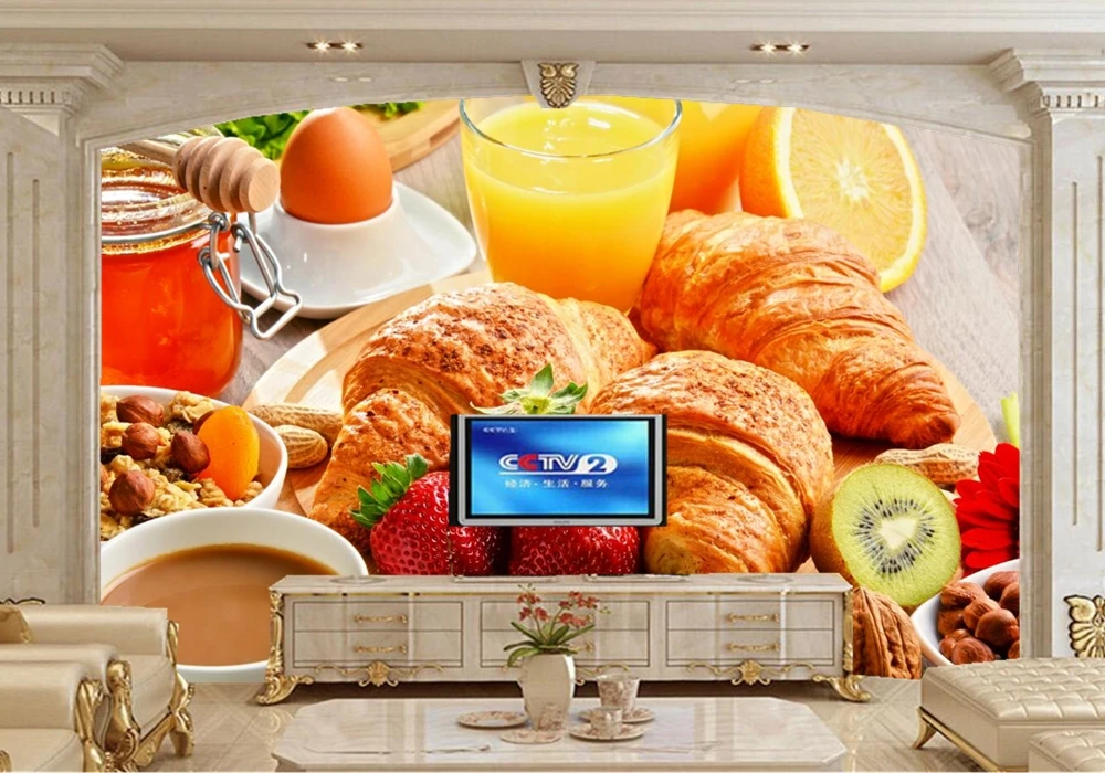 Настенная 3d наклейка на заказ обои для кофе сока хлеба фруктов еды гостиной