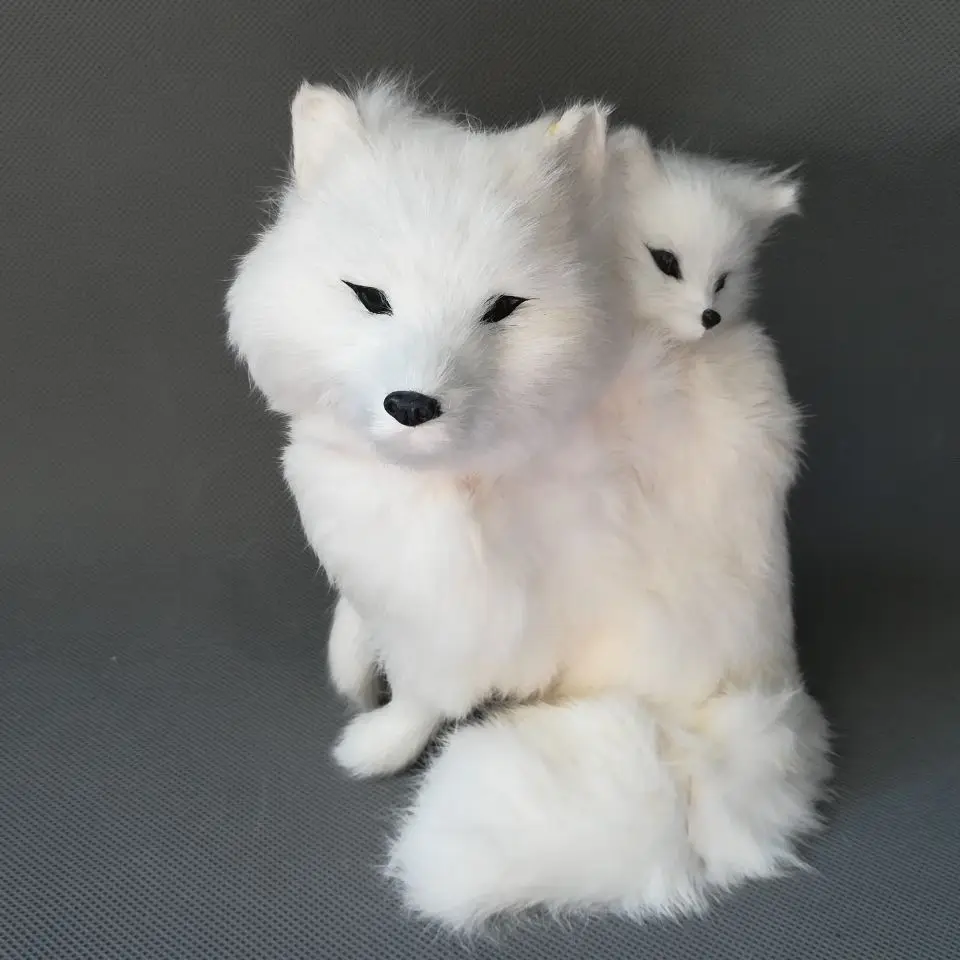 real life toy large 18x16cm white fox model polyethylene&ampfurs taking baby handicraft home decoration gift b0188 | Игрушки и хобби