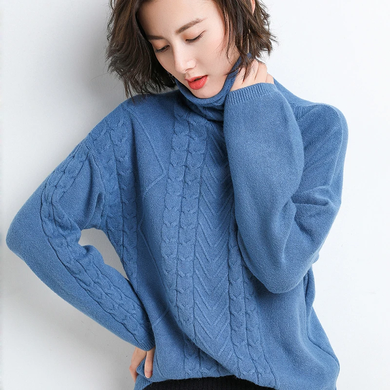 2019 Autumn Winter Sweater Women Cable Knit Twist Loose Pullover Drop Shoulder Long Sleeve Jacket Knitwear Korea Style | Женская одежда