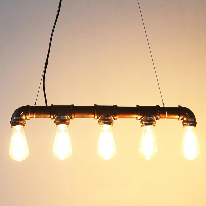 売る ロフトランプペンダントライト寝室 Hanglamp バーカフェツェヴィンテージ照明器具水パイプ 5 ヘッド Hanglampen ホーム照明