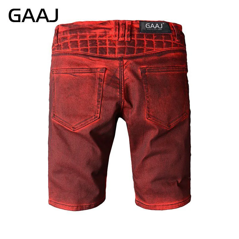 Красные сетчатые потертые джинсовые мужские шорты Карго Модные короткие джинсы