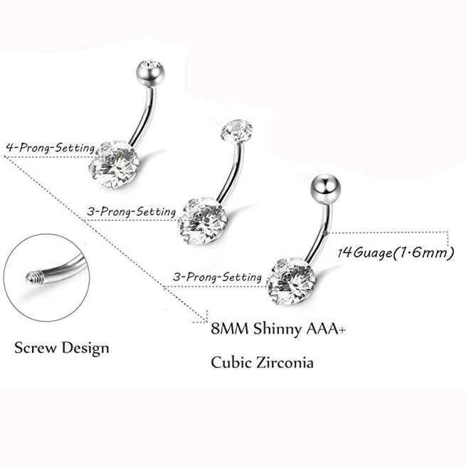 Matewei 1 шт. подвесное пупочное кольца для пупка Пирсинг живота Кристалл
