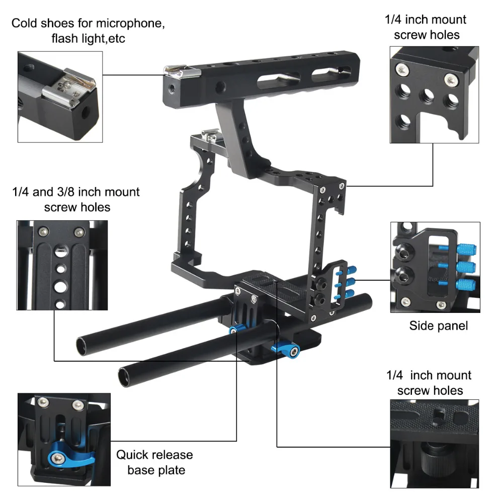 Профессиональная ручка DSLR Rig камера видео клетка комплект стабилизатор+ фоллоу фокус+ Матовая коробка для sony A7S A7 A7R A7RII A7SII GH4
