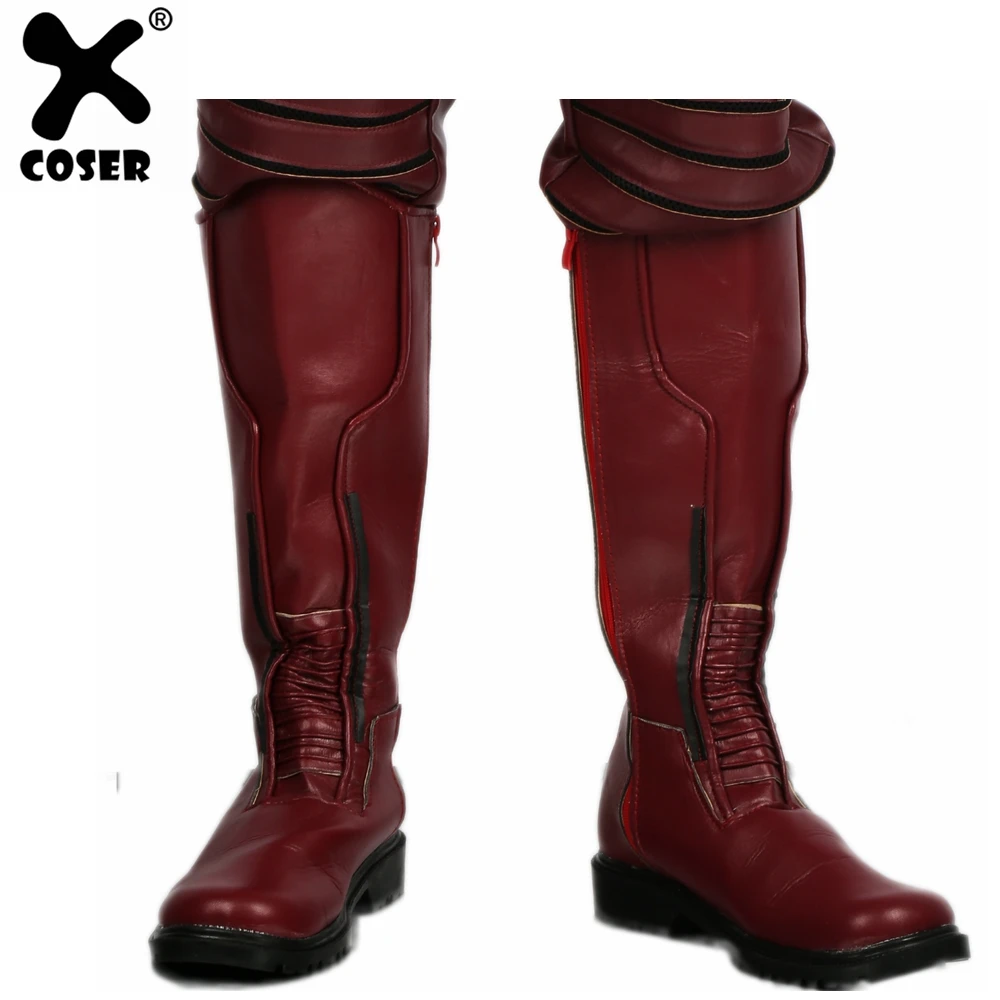 XCOSER ТВ: Вспышка Сезон 3 Уолли Уэст темно-красный PU колено-высокая косплейные ботинки брендовая распродажа Хэллоуин косплей костюм, реквизит