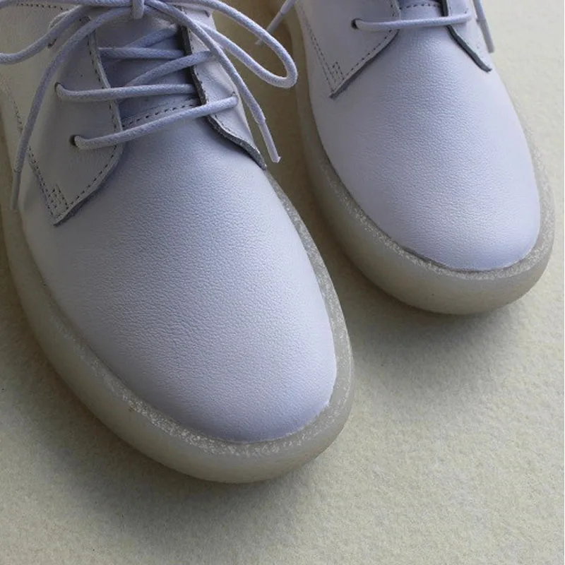 Женские туфли на платформе шнуровке из 100% натуральной кожи плоской прозрачной