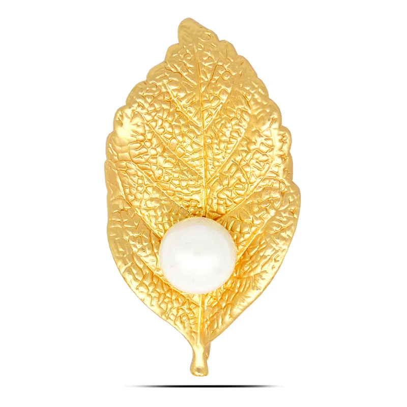 B583 pearl листьев Броши для Для женщин золото и серебро Цвет украшения стразами