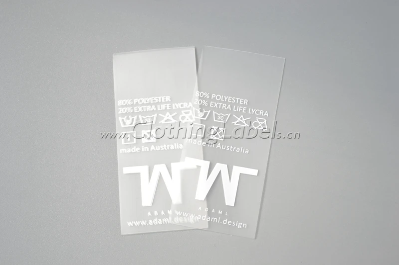 Пользовательские термополиуретановые этикетки прозрачные для одежды с черным