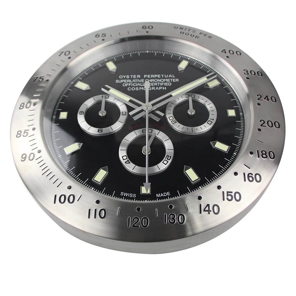 Женские серебристые металлические настенные часы с черным циферблатом наручные