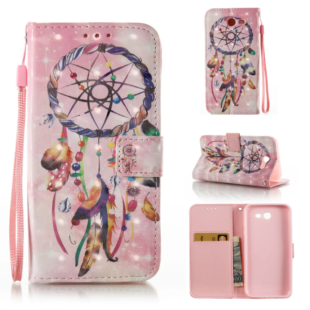 Розовый Dream Catcher 3D красочные картины бумажник флип Чехол подставка для Samsung Galaxy J3