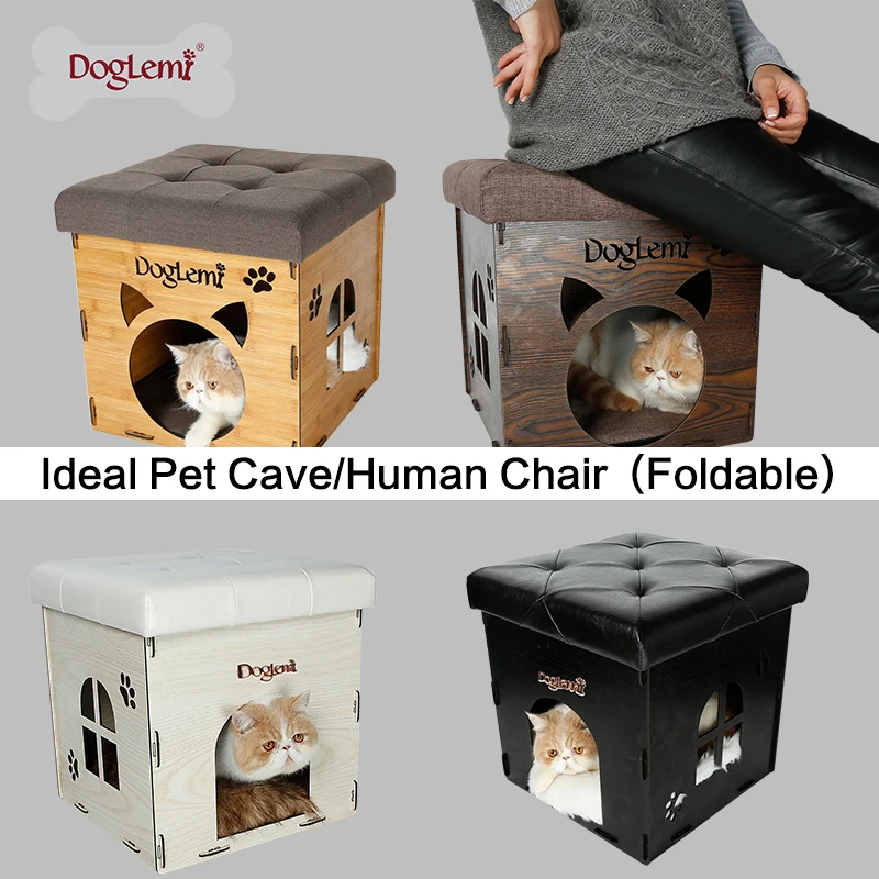 

DogLemi New Design Functional Nature Wooden Pet Cat House Cave And House Chair