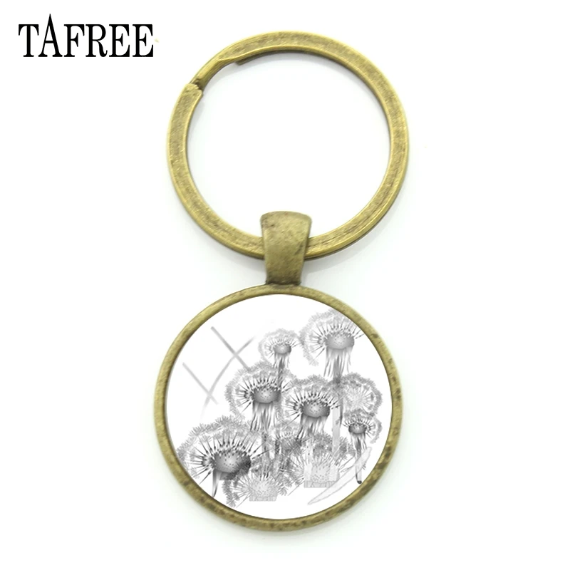 TAFREE Романтический Розовый Одуванчик картина круглая цепочка для ключей