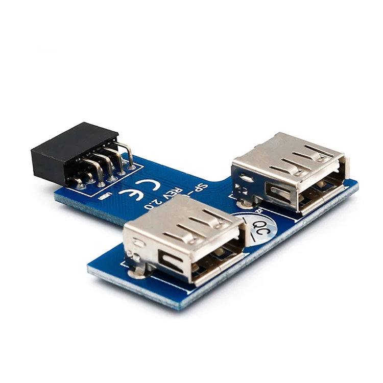 Материнская плата USB Riser card 9 контактный адаптер USB2.0 с двумя портами|Компьютерные