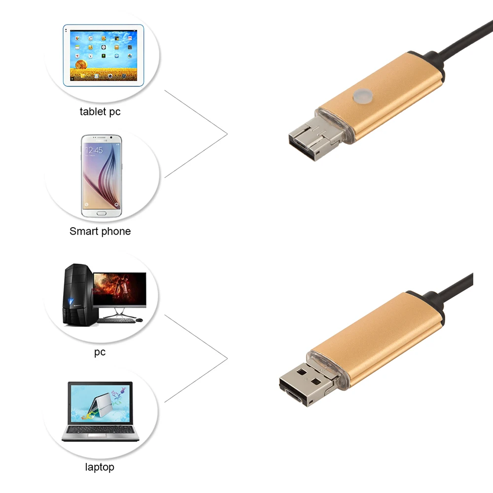 JCWHCAM 8 мм объектив Android USB эндоскоп 2 м/5 м/10 м 6 светодиодов осмотр OTG бороскоп Endoscop