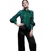 2018 women blouse chiffion office shirt long flare sleeve dot blouses slim spring autumn work wear shirts top plus size chifave