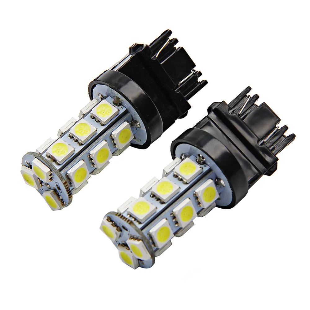 2 шт. 3157 светодиодный T25 P27/7 W автомобильные лампы 18 SMD 5050 задние фары супер 6000K белый светодиодный автомобильные лампы стоп-сигнал задний светильник