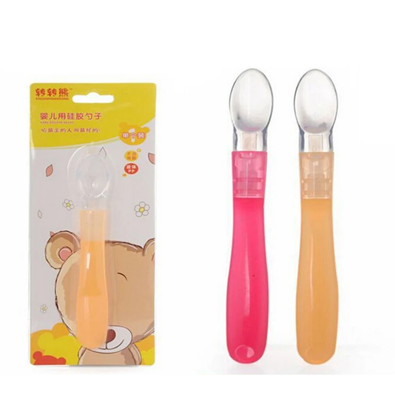 1 шт. Новая мягкая силиконовая детская ложка для кормления младенцев столовые