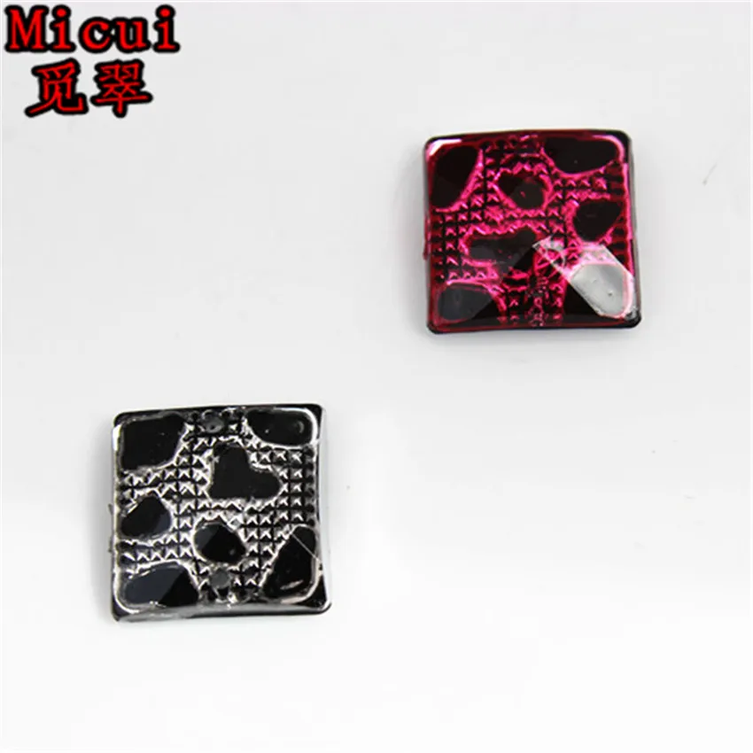 Micui 50pcs 12mm Square Acrylic Crystal Rhinestones stone Sewing Flat back Clothing Craft DIY Decoration Sew On 2 hole ZZ641 | Дом и сад